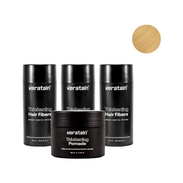 3x Keratain hårfibrer + gratis Keratain pomada - Blond (25 gr) 3x Keratain hair fibers + free Keratain pomade – Blonde (25 gr) - Hair Growth Specialist