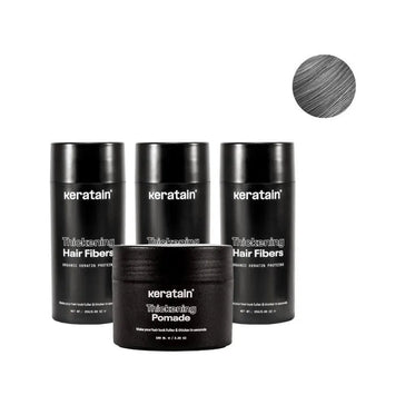 3x Keratain hårfibrer + gratis Keratain pomada - Grå (25 gr) 3x Keratain hair fibers + free Keratain pomade – Gray (25 gr) - Hair Growth Specialist