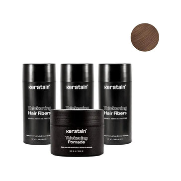 3x Keratain hårfibrer + gratis Keratain pomada - Ljusbrun (25 gr) 3x Keratain hair fibers + free Keratain pomade – Light brown (25 gr) - Hair Growth Specialist