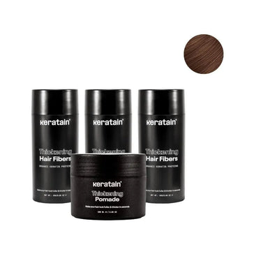 3x Keratain hårfibrer + gratis Keratain pomada - Mediumbrun (25 gr) 3x Keratain hair fibers + free Keratain pomade – Medium brown (25 gr) - Hair Growth Specialist