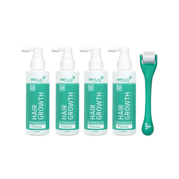 4x Neofollics-lotion + gratis hovedbundsrulle 4x Neofollics lotion + free scalp roller - Hairgivers