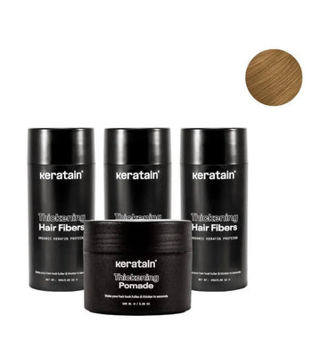3x Keratain hair fibers + free Keratain pomade – Dark blonde (25 gr) - Hair Growth Specialist