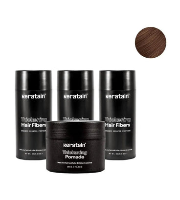 3x Keratain hair fibers + free Keratain pomade – Medium brown (25 gr) - Hair Growth Specialist