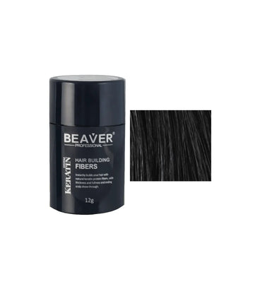 Beaver keratin hair building fibers - Black (12 gr) - Hair Growth Specialist